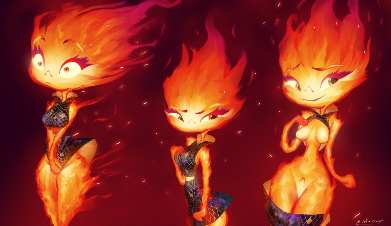 elemental (pixar), ember lumen, coolerinker, inker comics, inkershike - R34  Vault