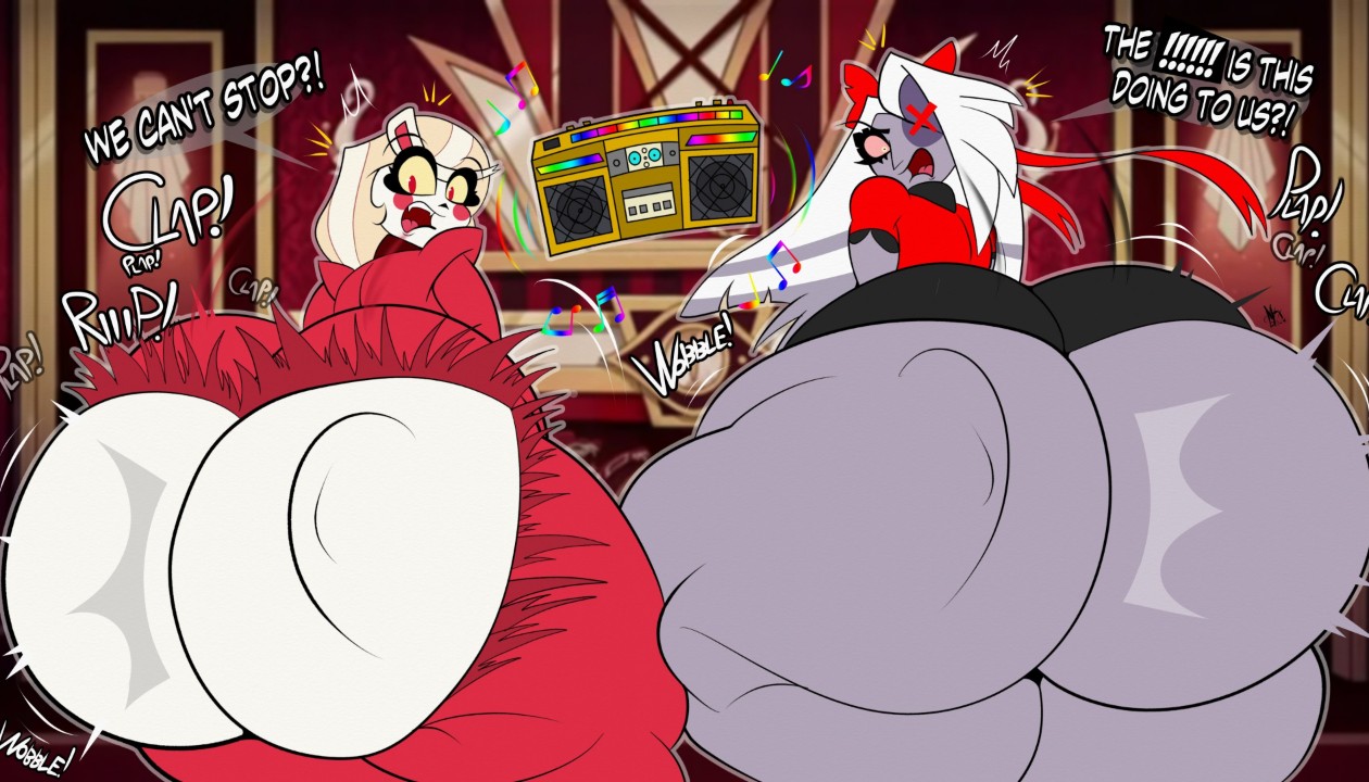 hazbin hotel, vaggie (hazbin hotel), mrxrickyx, 2girls, ass - R34 Vault